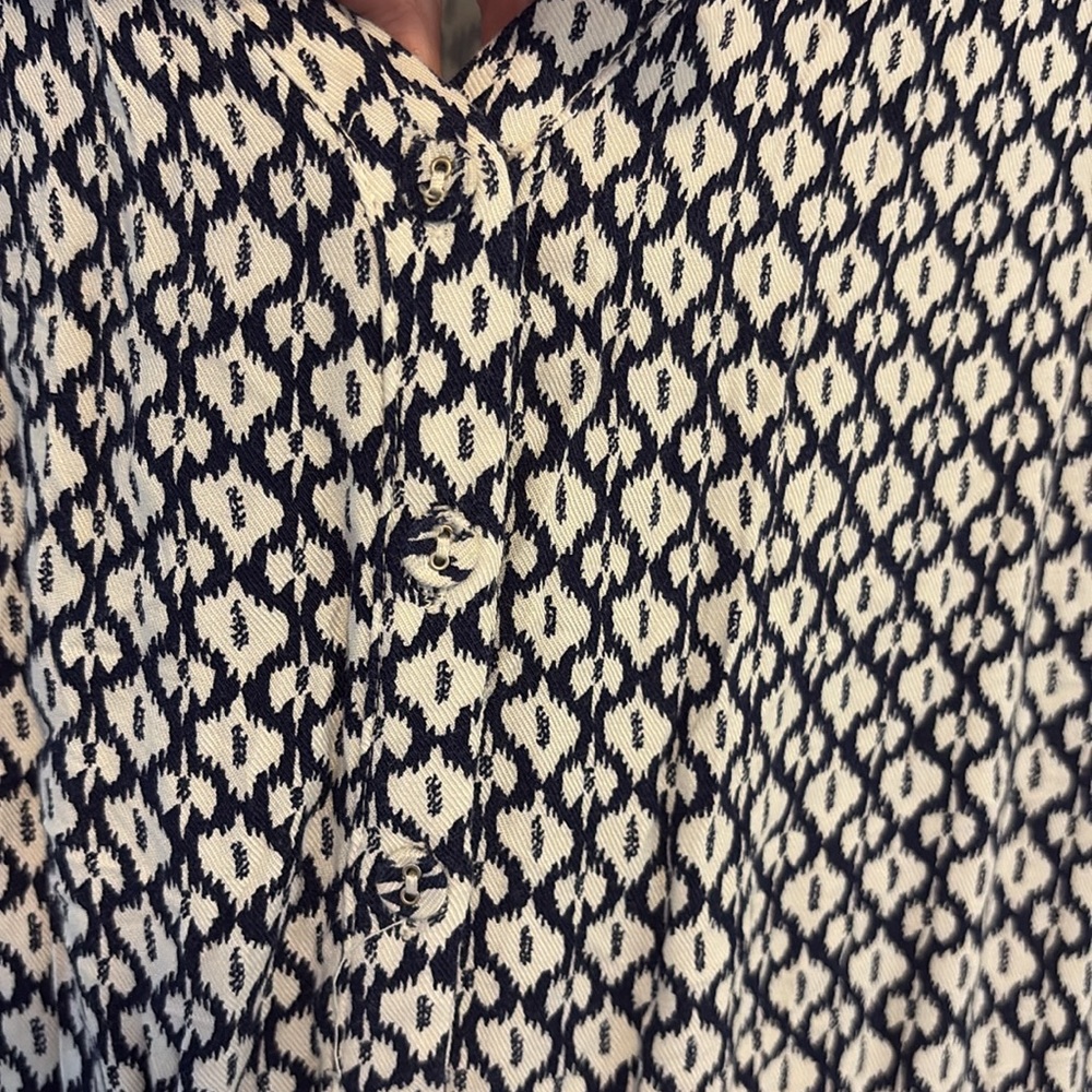 Skies Are Blue Navy & White Geometric Sleeveless Jumpsuit with Tie Waist. Size S - Picture 9 of 11